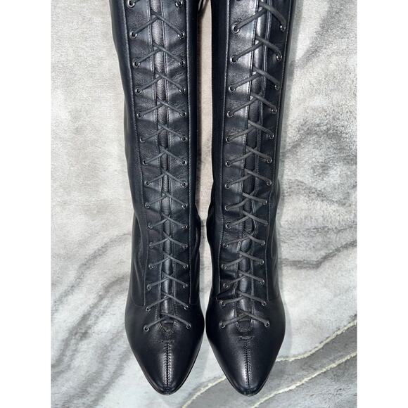 Christian Louboutin Anjel Alta Botta 100 Black Knee Thigh High OTK Heel Boot 40 - Picture 6 of 12